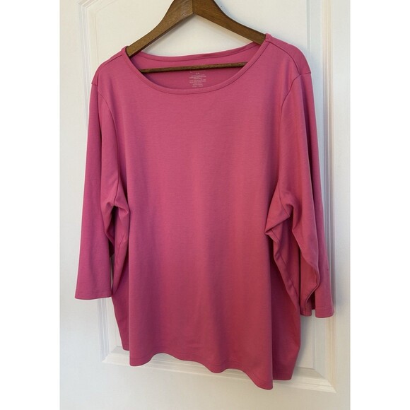 L.L. Bean Tops - LL Bean Shirt Size 3X Plus Supima Cotton Tee 3/4 Sleeve Stretchy Classic Basic